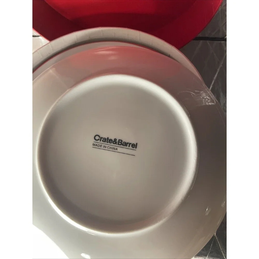 Crate & Barrel Salad Dessert Christmas Snowflake Christmas Tree Plates Set of 4